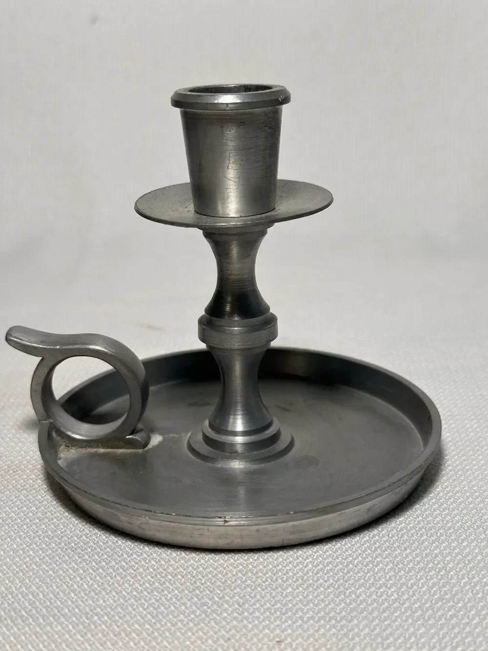 Vintage John G Groot Candle Holder Pewter 4” Chamberstick Metal Stamped